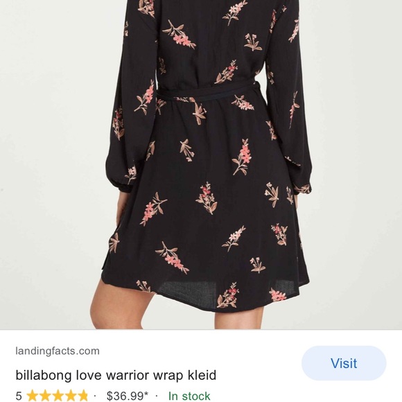 Billabong Floral Long Sleeve Wrap Dress - Picture 2 of 4